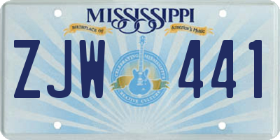 MS license plate ZJW441