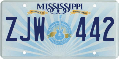 MS license plate ZJW442