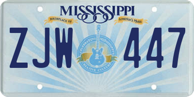 MS license plate ZJW447
