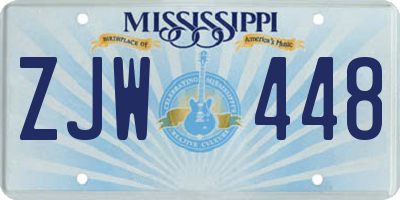 MS license plate ZJW448