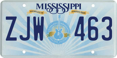 MS license plate ZJW463