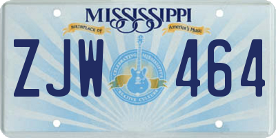 MS license plate ZJW464