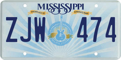 MS license plate ZJW474