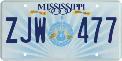MS license plate ZJW477