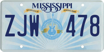 MS license plate ZJW478