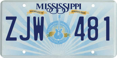 MS license plate ZJW481