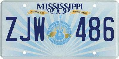 MS license plate ZJW486