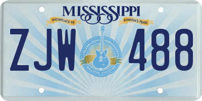 MS license plate ZJW488