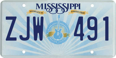 MS license plate ZJW491