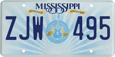 MS license plate ZJW495