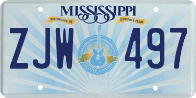 MS license plate ZJW497