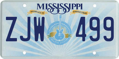 MS license plate ZJW499