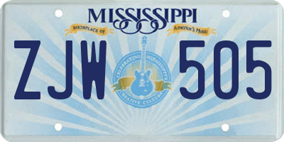 MS license plate ZJW505