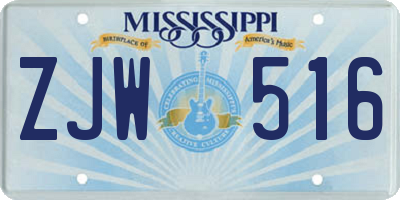 MS license plate ZJW516