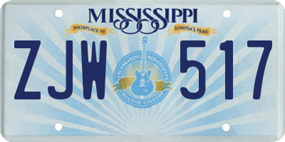 MS license plate ZJW517