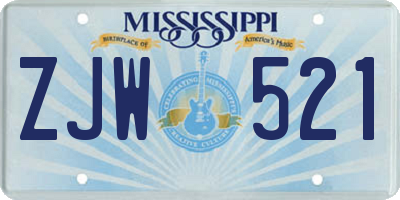 MS license plate ZJW521