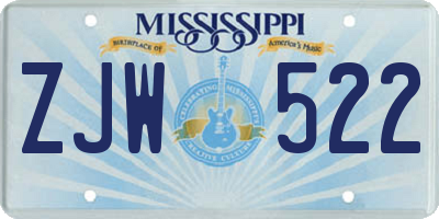 MS license plate ZJW522