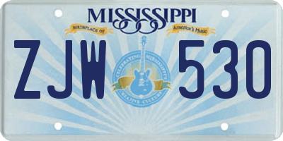 MS license plate ZJW530
