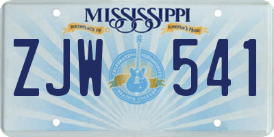 MS license plate ZJW541