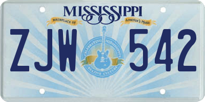 MS license plate ZJW542