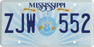 MS license plate ZJW552