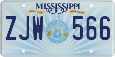 MS license plate ZJW566