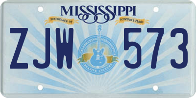 MS license plate ZJW573