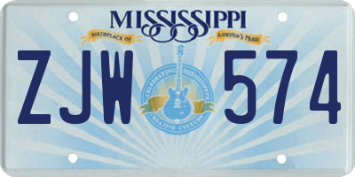 MS license plate ZJW574