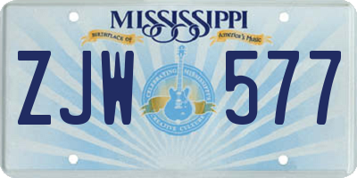 MS license plate ZJW577
