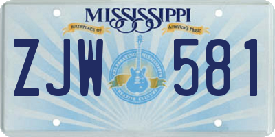 MS license plate ZJW581