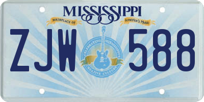 MS license plate ZJW588