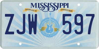 MS license plate ZJW597