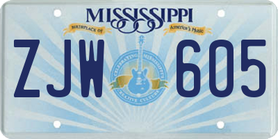 MS license plate ZJW605