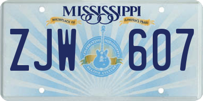MS license plate ZJW607
