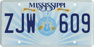 MS license plate ZJW609