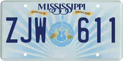 MS license plate ZJW611