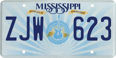 MS license plate ZJW623
