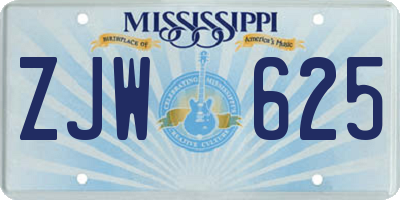 MS license plate ZJW625