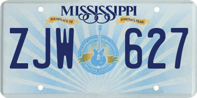 MS license plate ZJW627