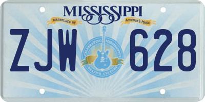 MS license plate ZJW628