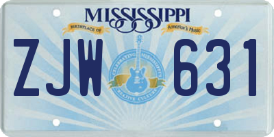 MS license plate ZJW631