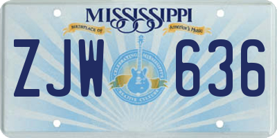 MS license plate ZJW636