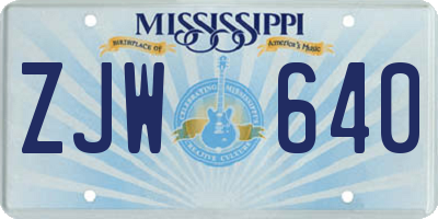 MS license plate ZJW640