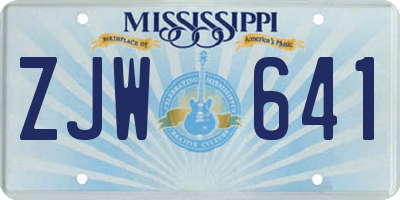 MS license plate ZJW641