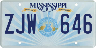 MS license plate ZJW646
