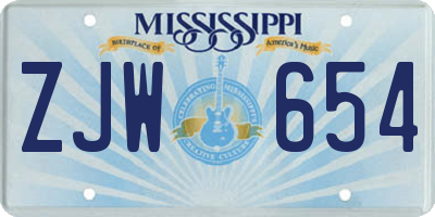 MS license plate ZJW654