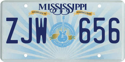 MS license plate ZJW656