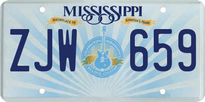 MS license plate ZJW659