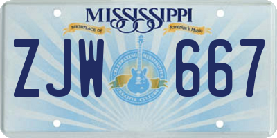 MS license plate ZJW667