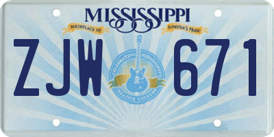 MS license plate ZJW671